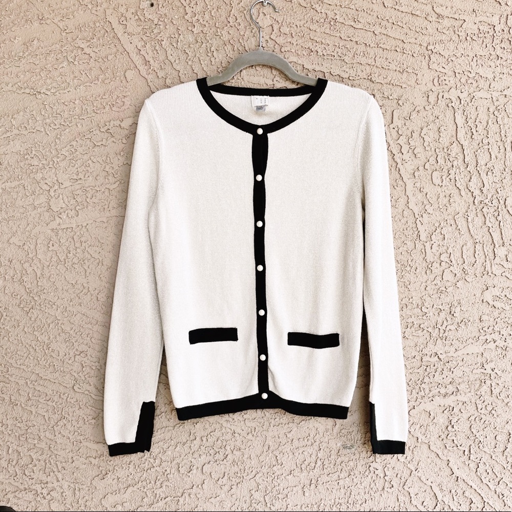 A NEW DAY Metallic Knit Pearl Cardigan Sweater